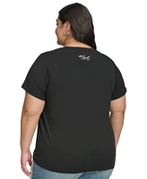 Karl Lagerfeld Paris Plus Size Embellished Graphic-Print T-Shirt, First@Macy's