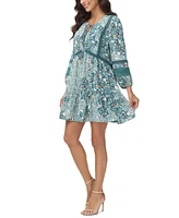 Frye Women's Dahlia Printed Lace-Trim Babydoll Dress