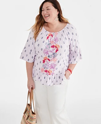 Style & Co Plus Printed On Off Top, Created for Macy's