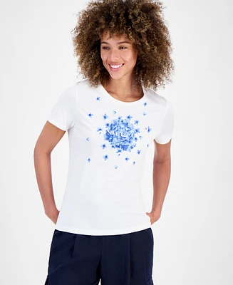 Nautica Jeans Women's Floral Logo Graphic T-Shirt
