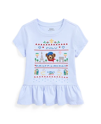 Polo Ralph Lauren Toddler and Little Girls Bear Cotton Jersey Peplum T-shirt