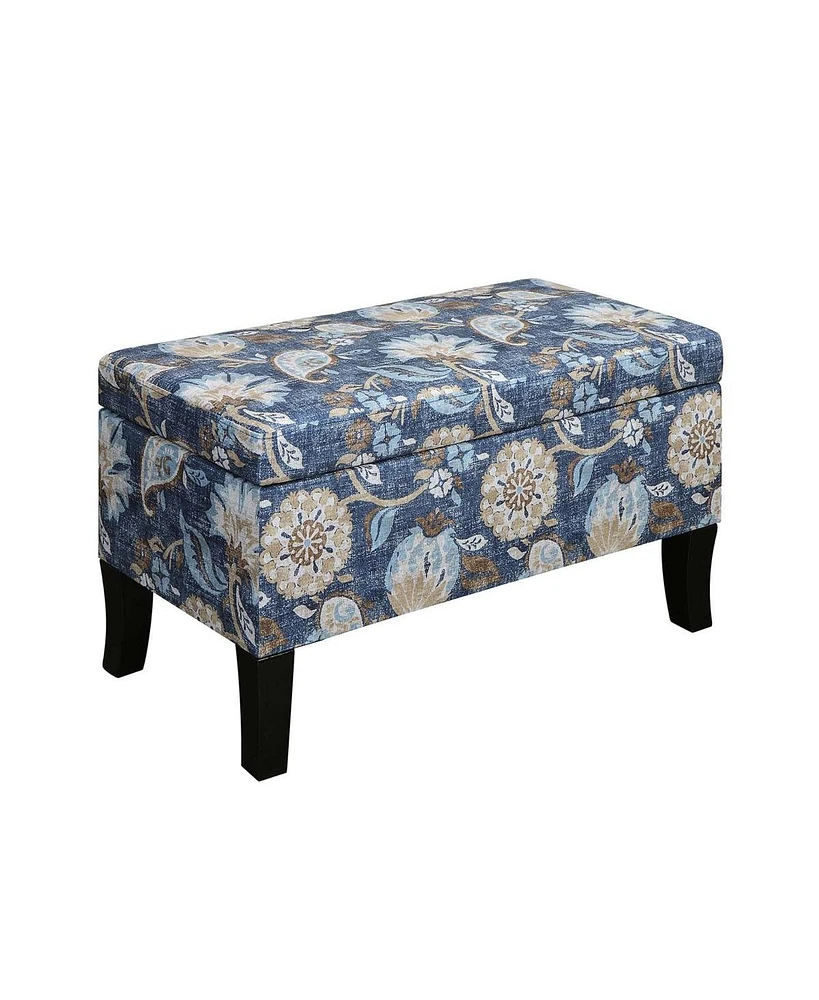 Convenience Concepts Designs4Comfort Winslow Storage Ottoman, Indigo Flora 32 x 16 x 18 in.