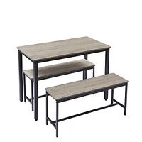 Streamdale Furniture Industrial Style Dining Set with Benches, Counter, and Chairs