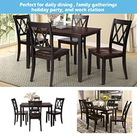 Streamdale Furniture 5-Piece Dining Table Set Home Kitchen Table And Chairs Wood Dining Set, +Cherry