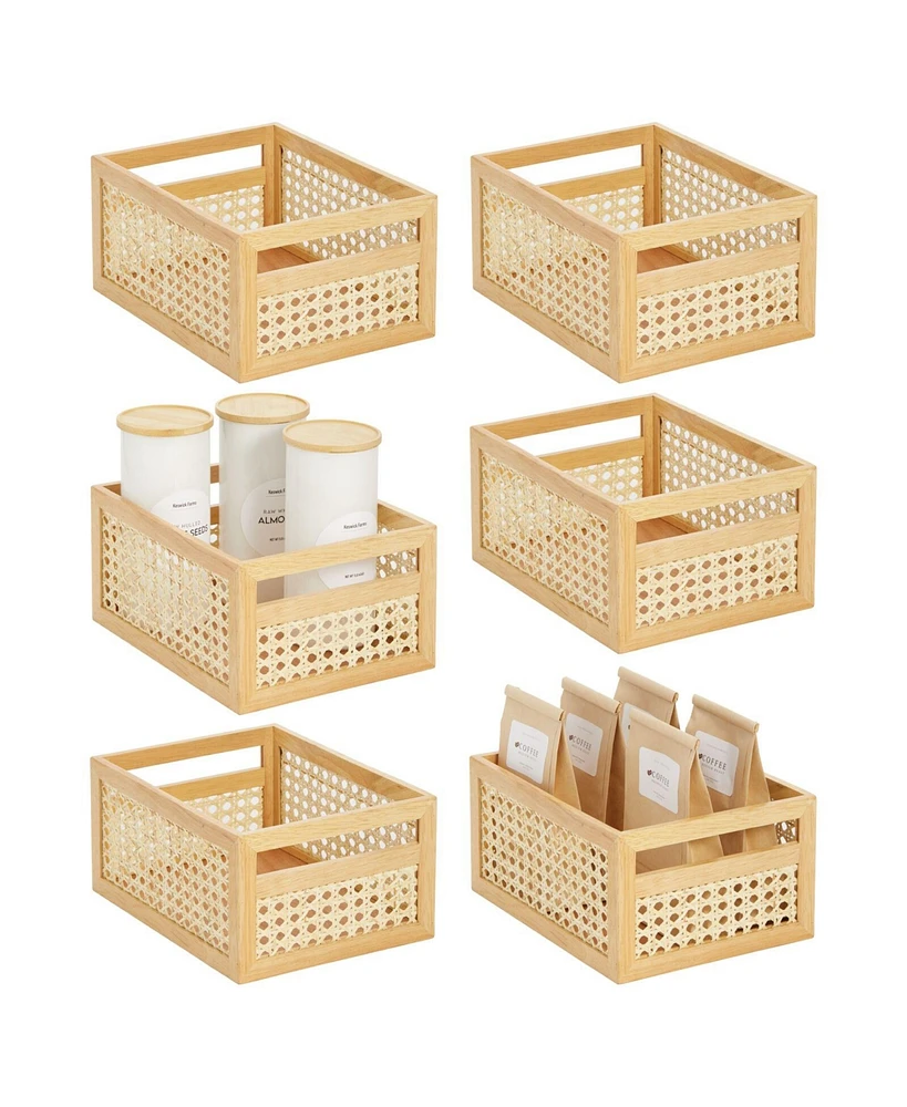 mDesign Natural Cane Square Storage Organizer Bin