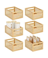 mDesign Natural Cane Square Storage Organizer Bin