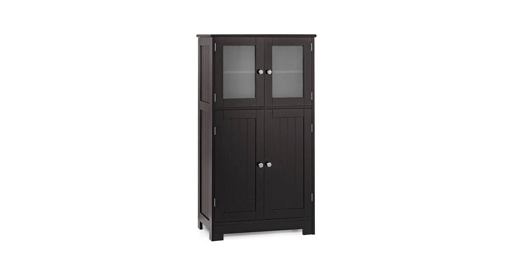 Bathroom Floor Storage Locker Kitchen Cabinet with Doors and Adjustable Shelf