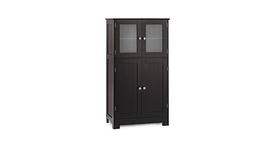 Bathroom Floor Storage Locker Kitchen Cabinet with Doors and Adjustable Shelf