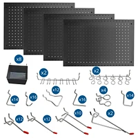 Lugo 128 Pc Pegboard Wall Organizer 24"x16" Kit