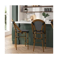 Sacha Set Of Two Stacking Bistro Counter Stools With Pe Seats And Backs Metal Frames For Indoor/Outdoor Use