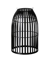 Glitzhome 9.75" H Set of 2 Metal Stripes Solar Powered Edison Bulb Outdoor Hanging Lantern