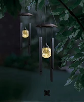Glitzhome 32" H Set of 2 Solar Powered Wind Chime with Crackle Bulb