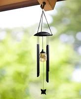 Glitzhome 32" H Set of 2 Solar Powered Wind Chime with Crackle Bulb