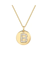 Suzy Levian New York Suzy Levian Sterling Silver Cubic Zirconia Letter "B" Initial Disc Pendant Necklace