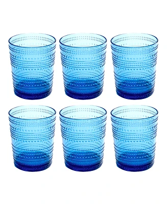 TarHong Beaded Double Old Fashioned Cobalt Glasses, Set of 6