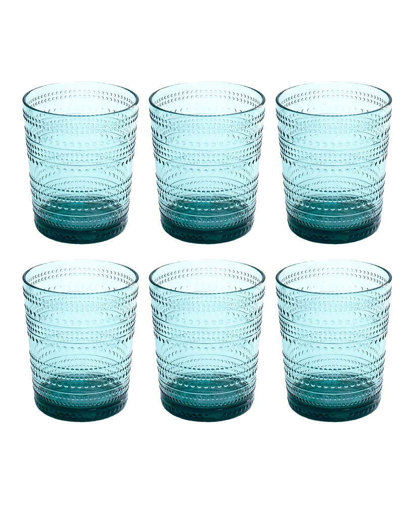 TarHong Beaded Dof Cobalt Glasses, Set of 6