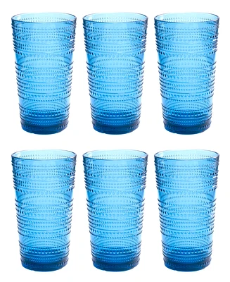 TarHong Beaded Jumbo Cobalt Glasses, Set of 6