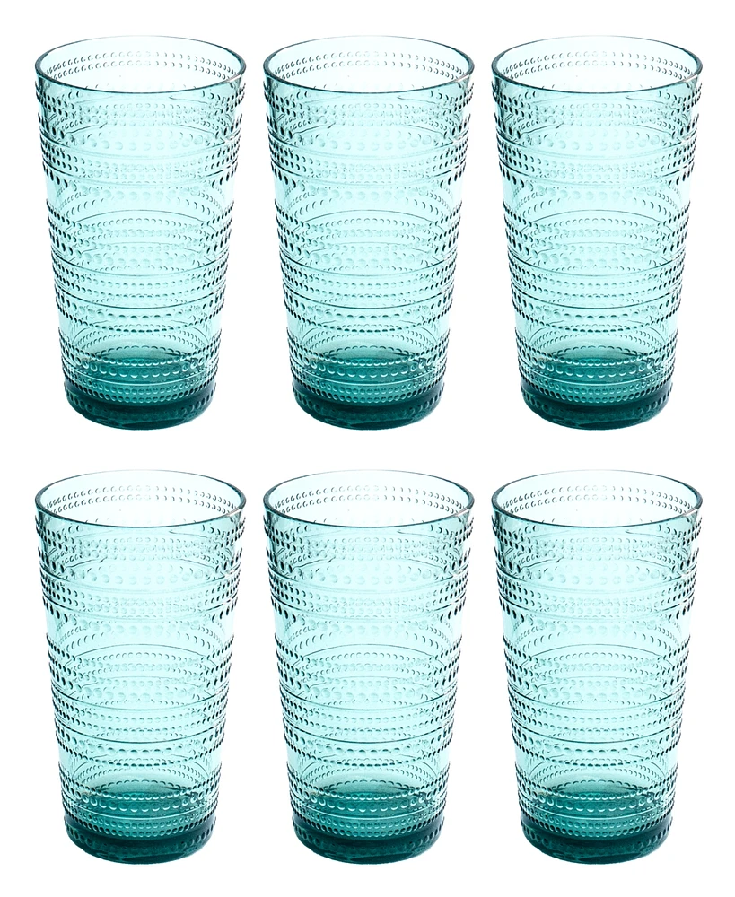 TarHong Beaded Jumbo Cobalt Glasses, Set of 6