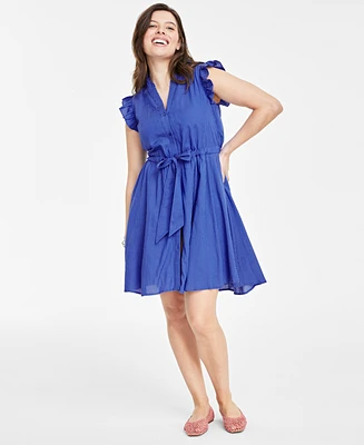 On 34th Ruffled-Sleeve Tie-Waist Minidress, Created for Macy's