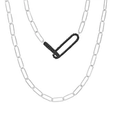 Black Spinel Pave Interlocking Paperclip Link 19" Statement Necklace (1/2 ct. t.w.) in Sterling Silver