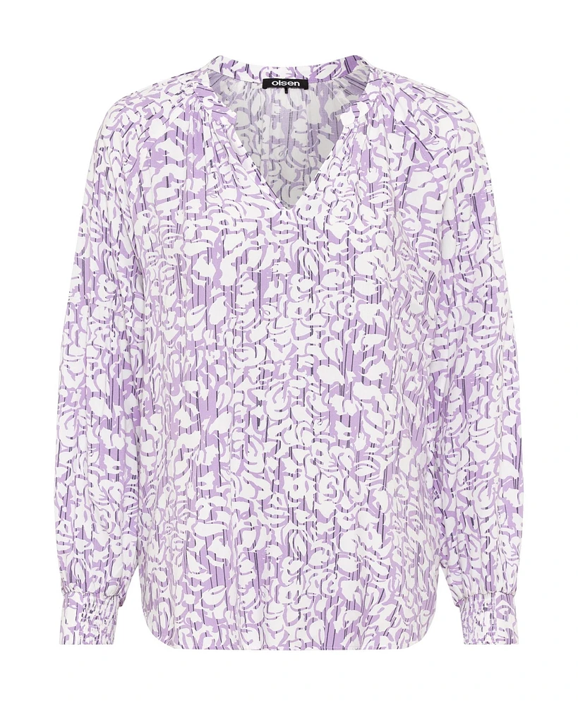 Olsen Long Sleeve Printed Tunic Blouse