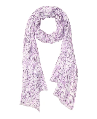 Olsen Abstract Print Scarf with Frayed Edge Trim