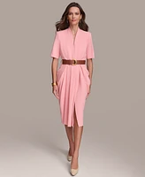 Donna Karan Women's V-Neck Belted Short-Sleeve Dress