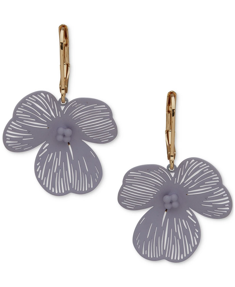 lonna & lilly Gold-Tone Open Flower Leverback Drop Earrings