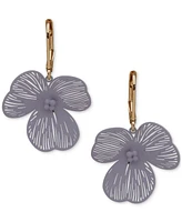lonna & lilly Gold-Tone Open Flower Leverback Drop Earrings