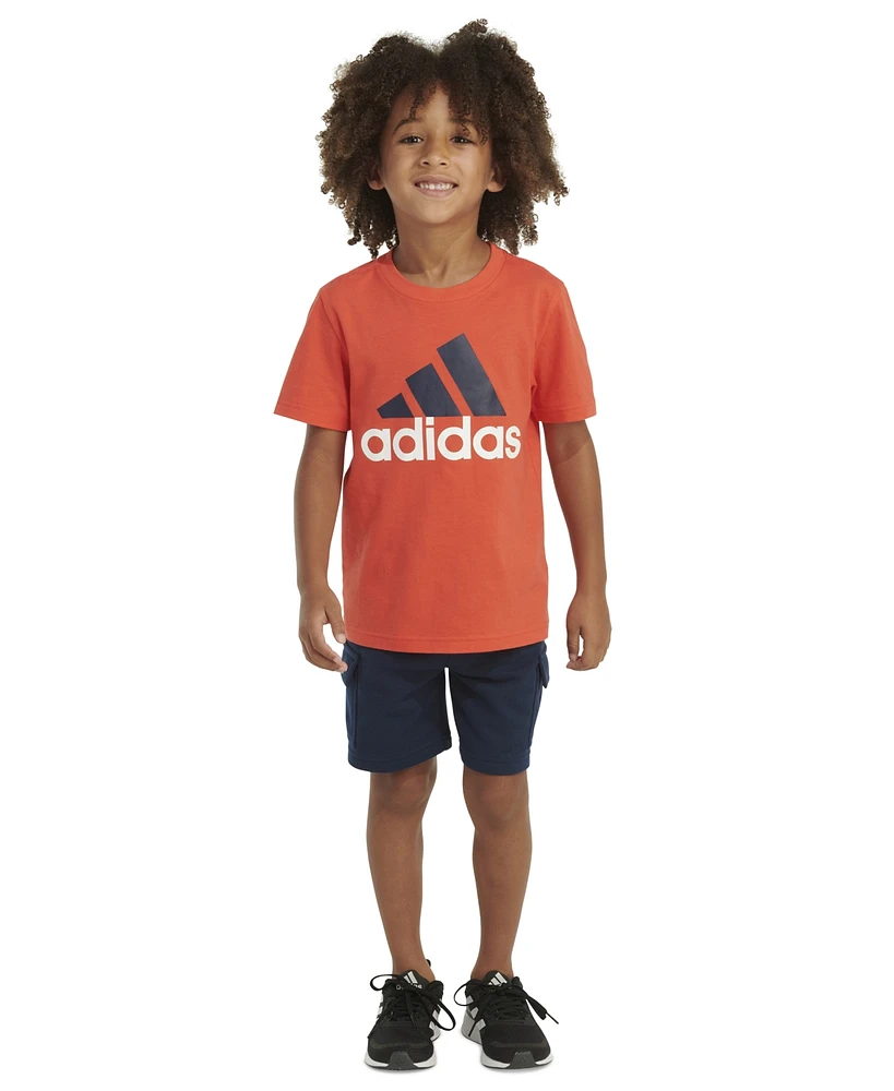 adidas Toddler & Little Boys 2-Pc. Logo Graphic T-Shirt French Terry Cargo Shorts Set