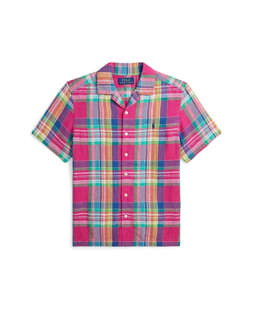 Polo Ralph Lauren Big Boys Plaid Linen Camp Shirt