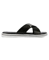 Juicy Couture Women's Yorri Slip On Sparkly Cross-Band Flat Sandals