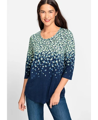 Olsen Women's 3/4 Sleeve Floral Print T-Shirt containing Tencel[Tm] Modal