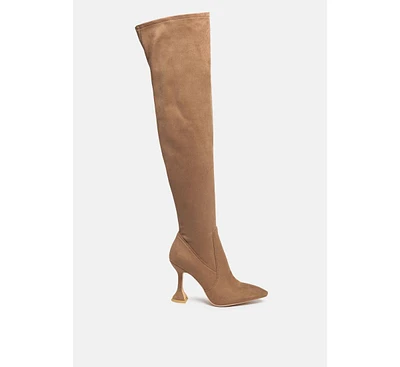 London Rag brandy faux leather over the knee high heeled boots