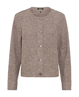 Olsen Long Sleeve Collarless Boiled Wool Cropped Jacket