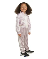 adidas Little Girls Printed Fashion Tricot Jacket and Pants, 2 Piece Set