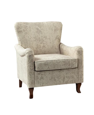Ewert Comfy Floral Fabric Pattern Armchair with Wingback Design