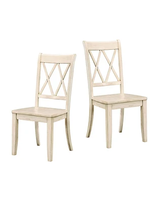 Simplie Fun Casual Finish Side Chairs Set Of 2 Pine Veneer Transitional Double-x Back Design Dining Room Furniture