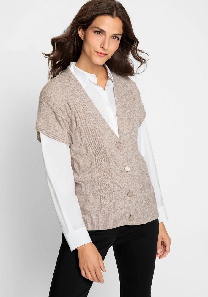 Olsen Short Sleeve Cable Cardigan