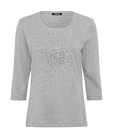 Olsen 100% Cotton 3/4 Sleeve Studded T-Shirt