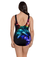 Longitude Women's Panel Scoopback Highneck One-Piece Swimsuit