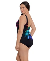 Longitude Women's Panel Scoopback Highneck One-Piece Swimsuit