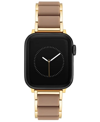 Anne Klein Women's Gold-Tone Alloy Metal and Taupe Silicone Bracelet designed for Apple Watch 42mm (Series 10) & 38/40/41mm