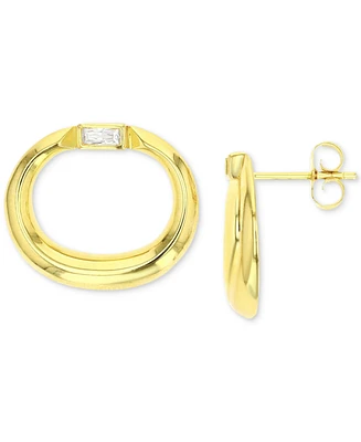Cubic Zirconia Open Oval Stud Earrings in 14k Gold-Plated Sterling Silver