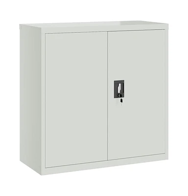 vidaXL Office Cabinet with 2 Doors Gray 35.4" Steel