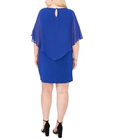 Msk Plus Keyhole Cape Overlay Dress