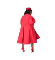 Barbie Plus Size 1960s Style Red Flare Swing Coat