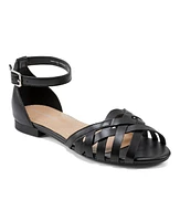 Easy Spirit Women's Dorothy Adjustable Ankle Strap Flat Sandals