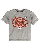 Toddler Boys and Girls Nike Gray Kansas City Chiefs Super Bowl Lviii Champions Locker Room Trophy Collection T-shirt