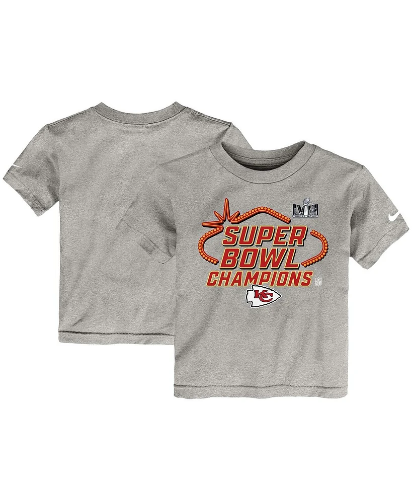 Toddler Boys and Girls Nike Gray Kansas City Chiefs Super Bowl Lviii Champions Locker Room Trophy Collection T-shirt